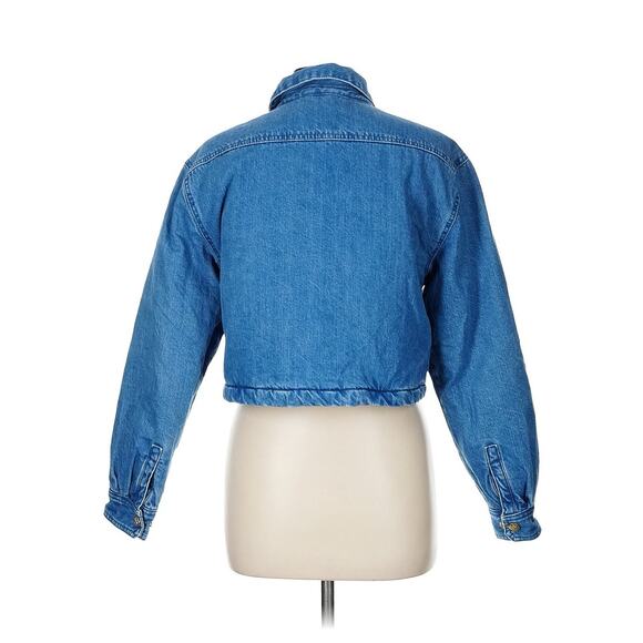 J.Crew Women's Cropped Denim Puffer Jacket Blue M - Picture 3 of 6